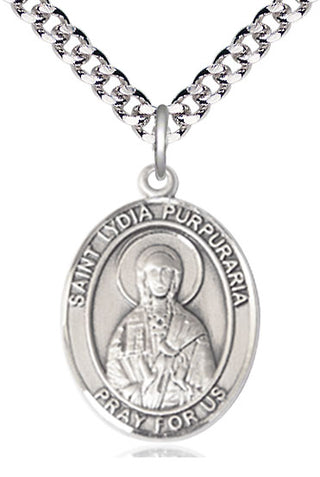Pewter Saint Lydia Purpuraria Medal Catholic Jewelry Engraved Catholic Saint Jewelry