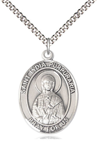 Pewter Saint Lydia Purpuraria Medal Catholic Jewelry Engraved Catholic Saint Jewelry