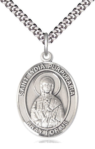 Pewter Saint Lydia Purpuraria Medal Catholic Jewelry Engraved Catholic Saint Jewelry