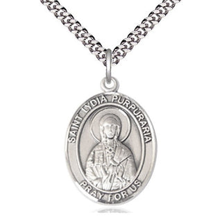 Sterling Silver Saint Lydia Purpuraria Medal Catholic Jewelry Engraved Catholic Saint Jewelry