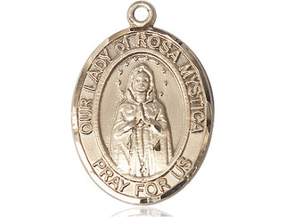 14kt Gold Filled Our Lady of Rosa Mystica Medal Engraved Catholic Saint Jewelry