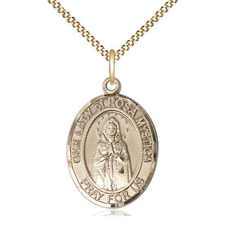 14kt Gold Filled Our Lady of Rosa Mystica Medal Catholic Jewelry Engraved Catholic Saint Jewelry