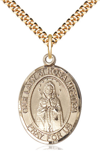 14kt Gold Filled Our Lady of Rosa Mystica Medal Catholic Jewelry Engraved Catholic Saint Jewelry