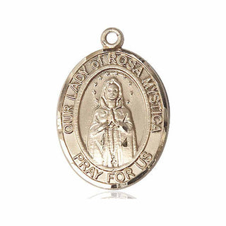 14kt Gold Our Lady of Rosa Mystica Medal Engraved Catholic Saint Jewelry