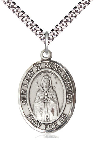 Pewter Our Lady of Rosa Mystica Medal Catholic Jewelry Engraved Catholic Saint Jewelry