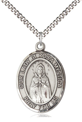 Pewter Our Lady of Rosa Mystica Medal Catholic Jewelry Engraved Catholic Saint Jewelry