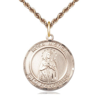 14kt Gold Filled Our Lady Rosa Mystica Medal Catholic Jewelry Engraved Catholic Saint Jewelry