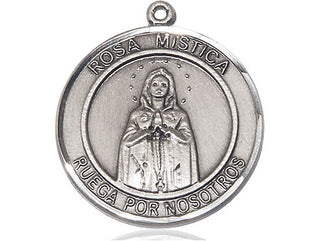 Sterling Silver Our Lady Rosa Mystica Medal Catholic Jewelry Engraved Catholic Saint Jewelry