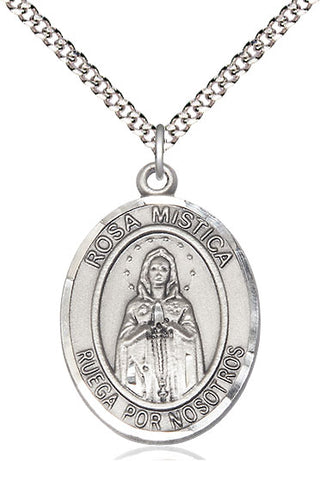 Pewter Rosa Mystica Medal Catholic Jewelry Engraved Catholic Saint Jewelry