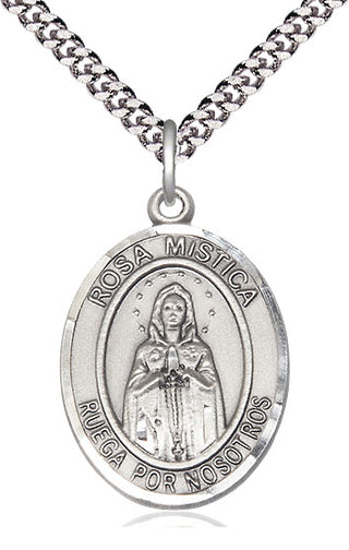 Pewter Rosa Mystica Medal Catholic Jewelry Engraved Catholic Saint Jewelry