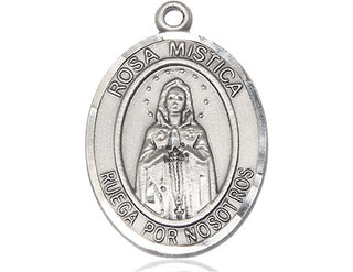 Sterling Silver Rosa Mystica Medal Catholic Jewelry Engraved Catholic Saint Jewelry