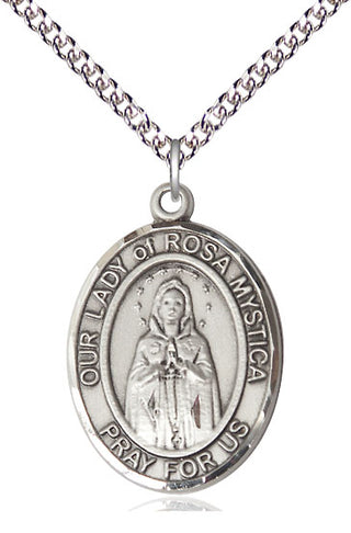 Sterling Silver Our Lady of Rosa Mystica Medal Catholic Jewelry Engraved Catholic Saint Jewelry