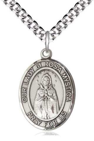 Sterling Silver Our Lady of Rosa Mystica Medal Catholic Jewelry Engraved Catholic Saint Jewelry