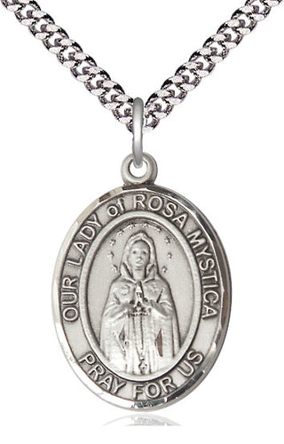Sterling Silver Our Lady of Rosa Mystica Medal Catholic Jewelry Engraved Catholic Saint Jewelry