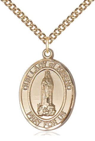 14kt Gold Filled Our Lady of Kibeho Medal Catholic Jewelry Engraved Catholic Saint Jewelry