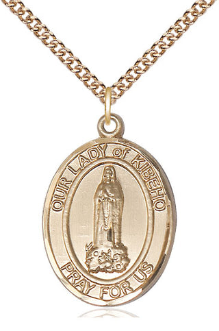 14kt Gold Our Lady of Kibeho Medal Engraved Catholic Saint Jewelry