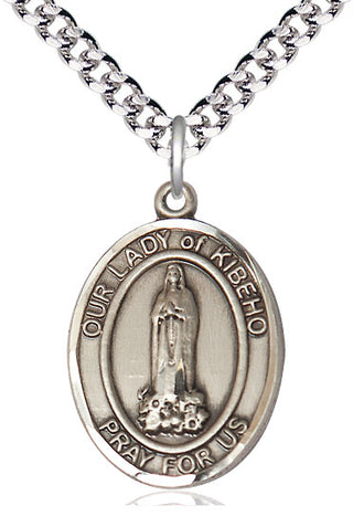 Sterling Silver Our Lady of Kibeho Medal Catholic Jewelry Engraved Catholic Saint Jewelry