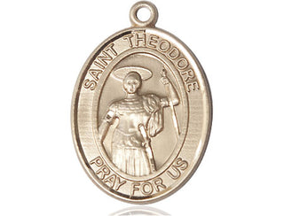 14kt Gold Filled Saint Theodore Stratelates Medal Engraved Catholic Saint Jewelry