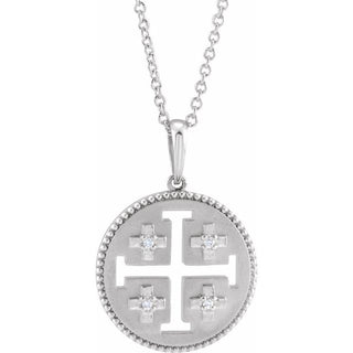 Platinum .025 CTW Natural Diamond Jerusalem Cross 16-18" Necklace