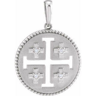 Sterling Silver .025 CTW Natural Diamond Jerusalem Cross Pendant