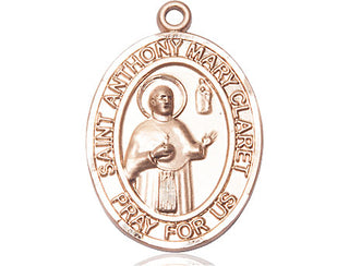 14kt Gold Saint Anthony Mary Claret Medal Engraved Catholic Saint Jewelry