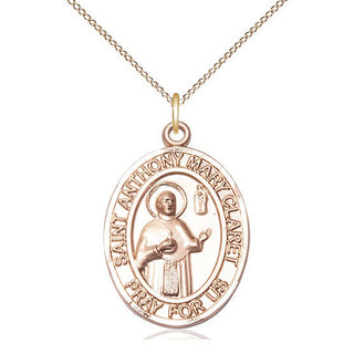 14kt Gold Saint Anthony Mary Claret Medal Engraved Catholic Saint Jewelry