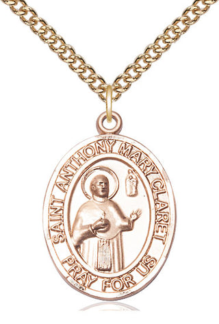 14kt Gold Saint Anthony Mary Claret Medal Engraved Catholic Saint Jewelry