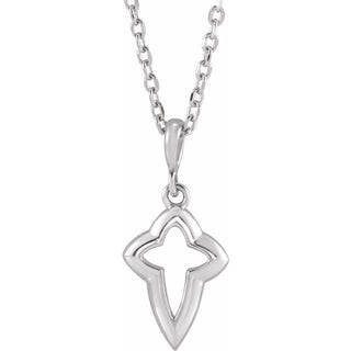 Platinum Petite Open Cross 16-18" Necklace