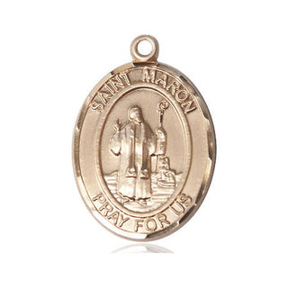 14kt Gold Filled Saint Maron Medal Engraved Catholic Saint Jewelry