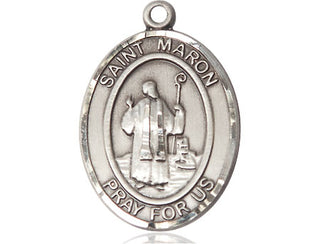 Sterling Silver Saint Maron Medal Catholic Jewelry Engraved Catholic Saint Jewelry
