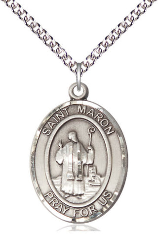 Sterling Silver Saint Maron Medal Catholic Jewelry Engraved Catholic Saint Jewelry