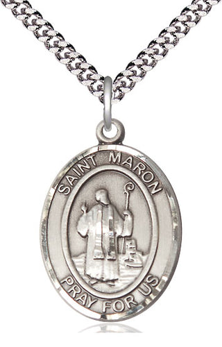 Sterling Silver Saint Maron Medal Catholic Jewelry Engraved Catholic Saint Jewelry