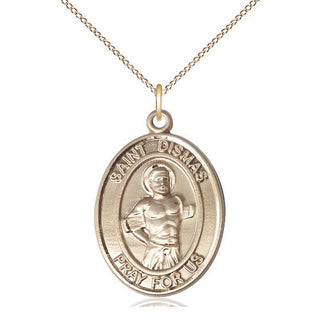 14kt Gold Filled Saint Dismas Medal Catholic Jewelry Engraved Catholic Saint Jewelry