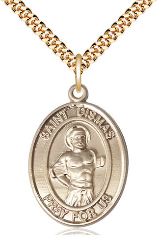 14kt Gold Filled Saint Dismas Medal Catholic Jewelry Engraved Catholic Saint Jewelry
