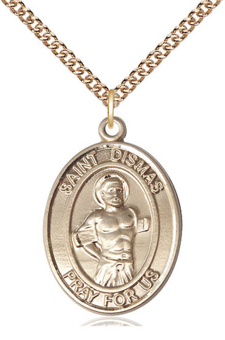 14kt Gold Filled Saint Dismas Medal Catholic Jewelry Engraved Catholic Saint Jewelry