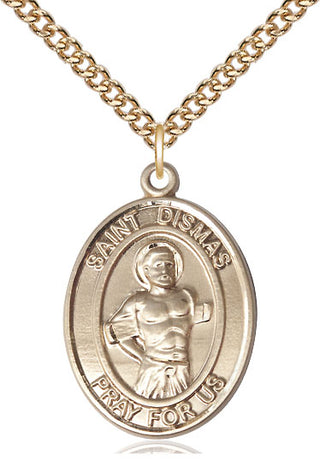 14kt Gold Filled Saint Dismas Medal Catholic Jewelry Engraved Catholic Saint Jewelry