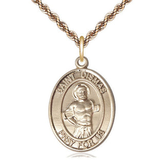 14kt Gold Filled Saint Dismas Medal Catholic Jewelry Engraved Catholic Saint Jewelry