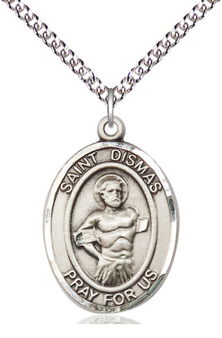 Sterling Silver Saint Dismas Medal Catholic Jewelry Engraved Catholic Saint Jewelry