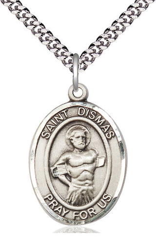 Sterling Silver Saint Dismas Medal Catholic Jewelry Engraved Catholic Saint Jewelry