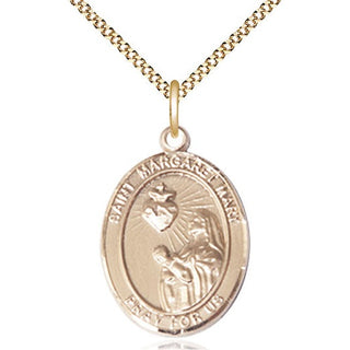 14kt Gold Filled Saint Margaret Mary Alacoque Medal Catholic Jewelry Engraved Catholic Saint Jewelry