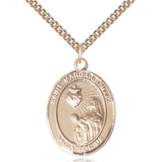 14kt Gold Filled Saint Margaret Mary Alacoque Medal Catholic Jewelry Engraved Catholic Saint Jewelry