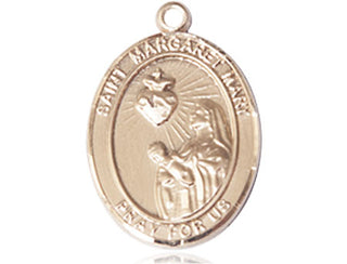 14kt Gold Saint Margaret Mary Alacoque Medal Engraved Catholic Saint Jewelry