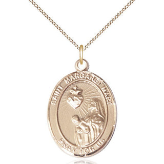 14kt Gold Saint Margaret Mary Alacoque Medal Engraved Catholic Saint Jewelry