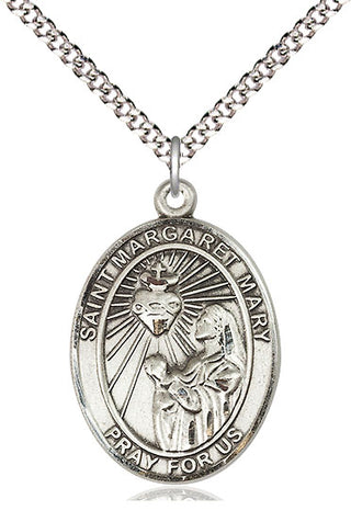 Pewter Saint Margaret Mary Alacoque Medal Catholic Jewelry Engraved Catholic Saint Jewelry