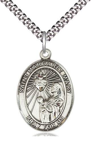 Pewter Saint Margaret Mary Alacoque Medal Catholic Jewelry Engraved Catholic Saint Jewelry