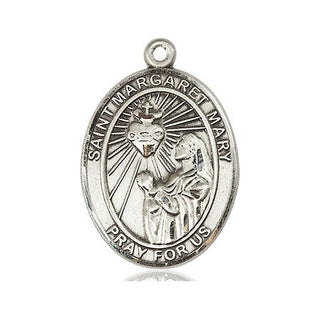 Sterling Silver Saint Margaret Mary Alacoque Medal Catholic Jewelry Engraved Catholic Saint Jewelry