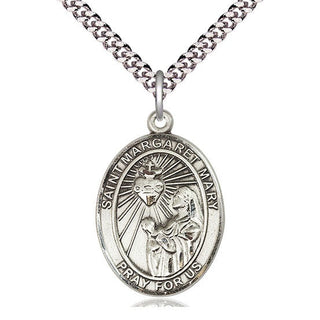 Sterling Silver Saint Margaret Mary Alacoque Medal Catholic Jewelry Engraved Catholic Saint Jewelry