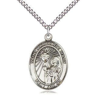 Sterling Silver Saint Margaret Mary Alacoque Medal Catholic Jewelry Engraved Catholic Saint Jewelry