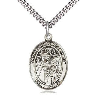Sterling Silver Saint Margaret Mary Alacoque Medal Catholic Jewelry Engraved Catholic Saint Jewelry