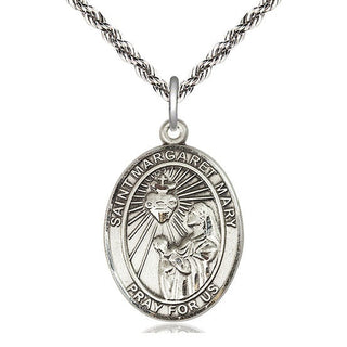 Sterling Silver Saint Margaret Mary Alacoque Medal Catholic Jewelry Engraved Catholic Saint Jewelry